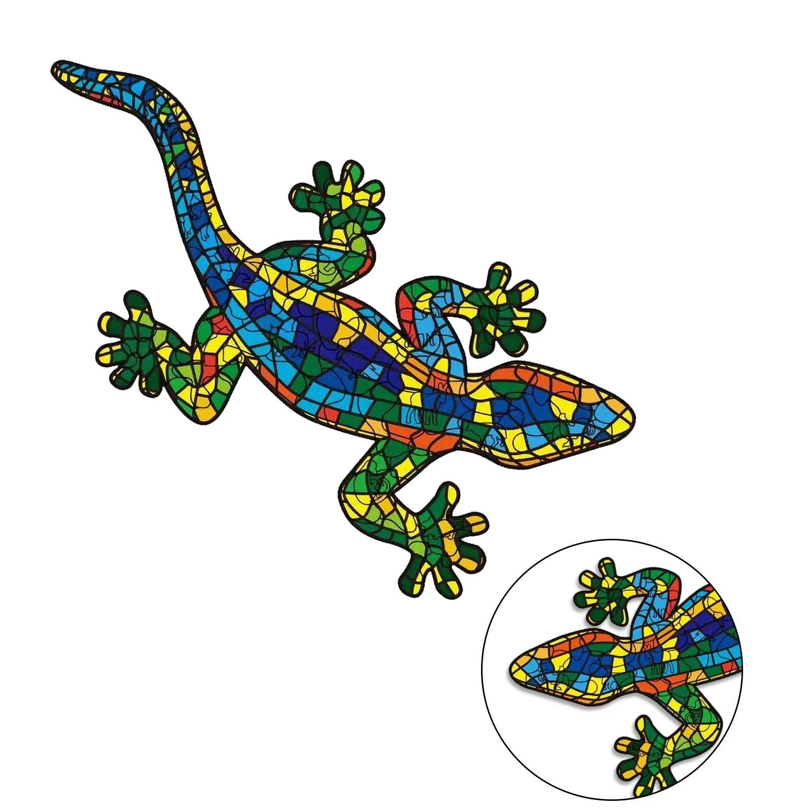 

HIINST Lizard Shape Wooden Jigsaws Puzzle Unique Shape Pieces Animal Puzzle Gift For Adults Kids Educational Toys Building block