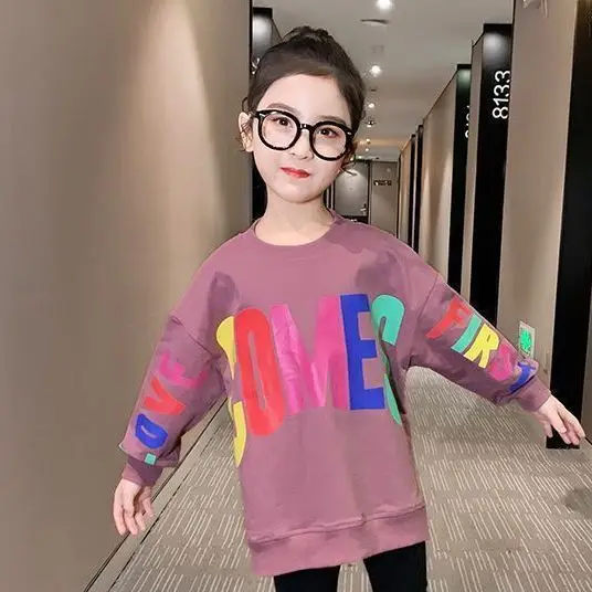 

2020 autumn winter Girls Clothes letters t-shirt tracksuit loose hoodie t shirt + leggings Stretch pants 4 5 6 7 8 9 10 12 years