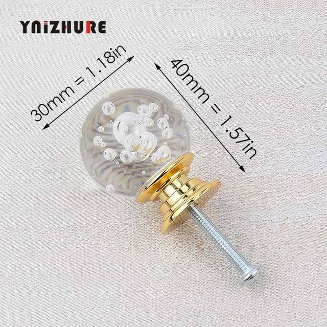 30mm Bubble Gold YNIZHURE брендовые Хрустальные стеклянные ручки для шкафа ручки для выдвижных ящиков кухонный шкаф ручки оборудование для обработки мебели - Цвет: 30mm Bubble Gold