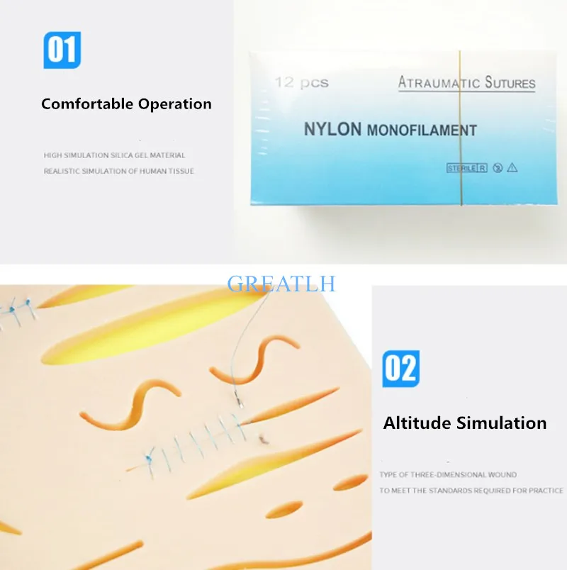 Инструмент для практики наложения швов игла шовная нейлоновая моноволокна не