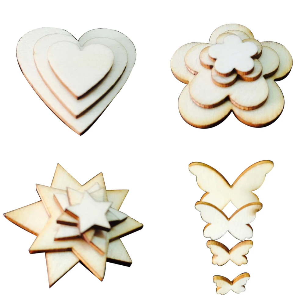 

100 шт цветок в форме сердца деревянные необработанные DIY деревянные поделки для художественного скрапбукинга деревянное украшение для дома