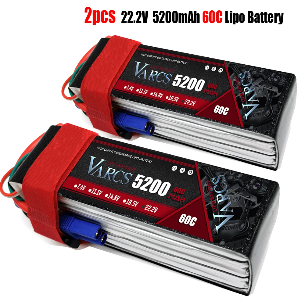 

2 шт. VARCS Lipo батареи 2S 7,4 В 11,1 В 14,8 в 22,2 в 5200 мАч 60C/120C для радиоуправляемой машины Внедорожник Багги грузовик лодки salash Дрон запчасти