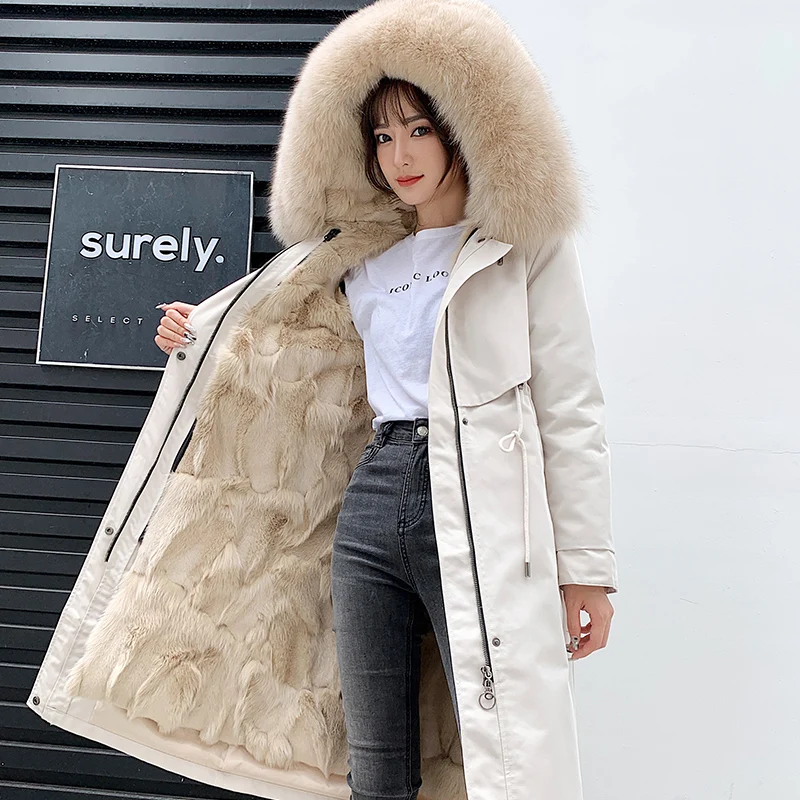 2022 New Fashion Real Fur Winter Jacket Women Fox Fur Liner Women Parkas Genuine Fur Coat Women Waterproof Warm Streetwear Loose