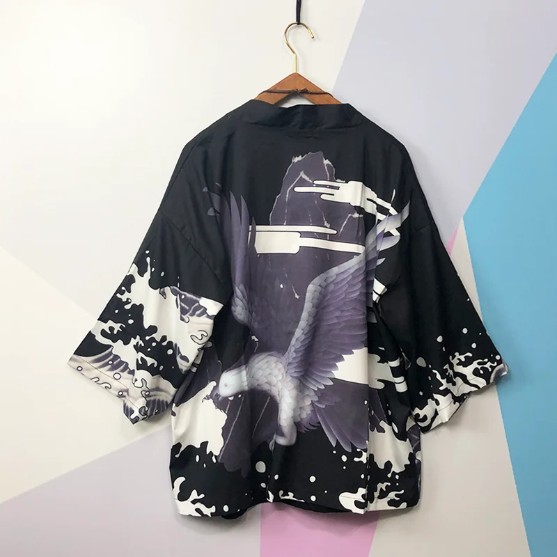 

Japanese Style Waves Samurai Kimono Streetwear Men Women Cardigan Japan Harajuku Anime Robe Traditional Clothes 2020 Summer