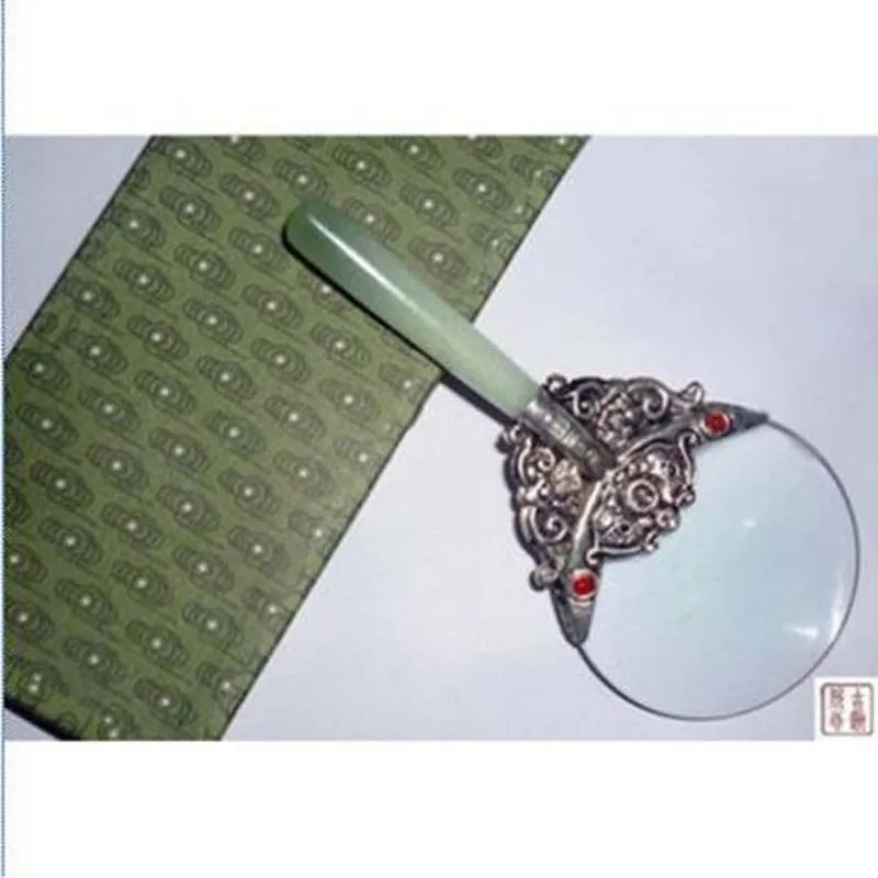 

Rare Chinese Tibet Silver & Jade Magnifying Glass