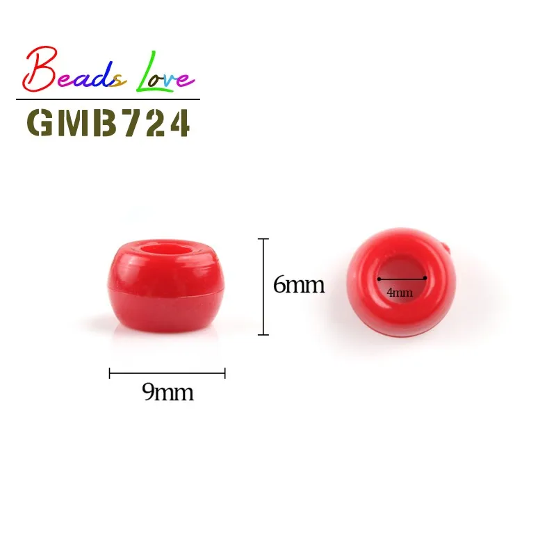 100 шт./лот 6*9 мм разноцветные Матовые акриловые бусины с большим отверстием
