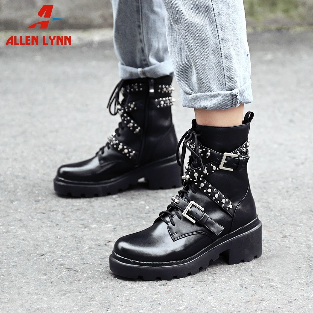 ALLENLYNN/красивые женские кожаные ботинки Челси коллекция 2019 года обувь в стиле панк