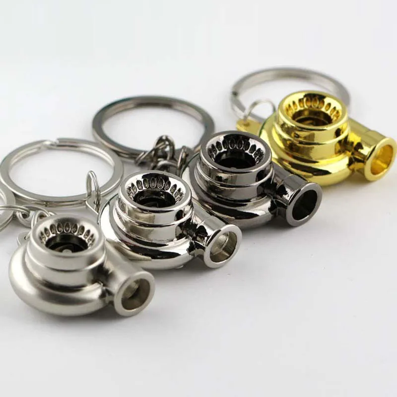 

New Arrival Spinning Turbine Keyrings Mini Car Turbo Turbocharger Shape Keychain Jewelry Cute Alloy Gift Auto Interior Accessory