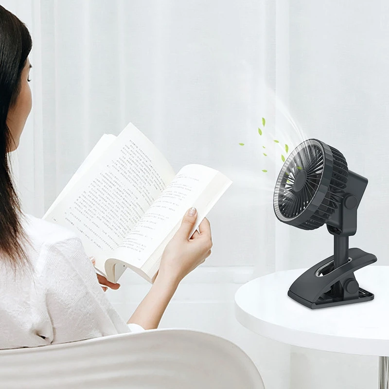 

Clip Fan USB Rechargeable Portable Desk Fan, 3 Speed Air Circulator, 360 degree Adjustable Clips to Stroller