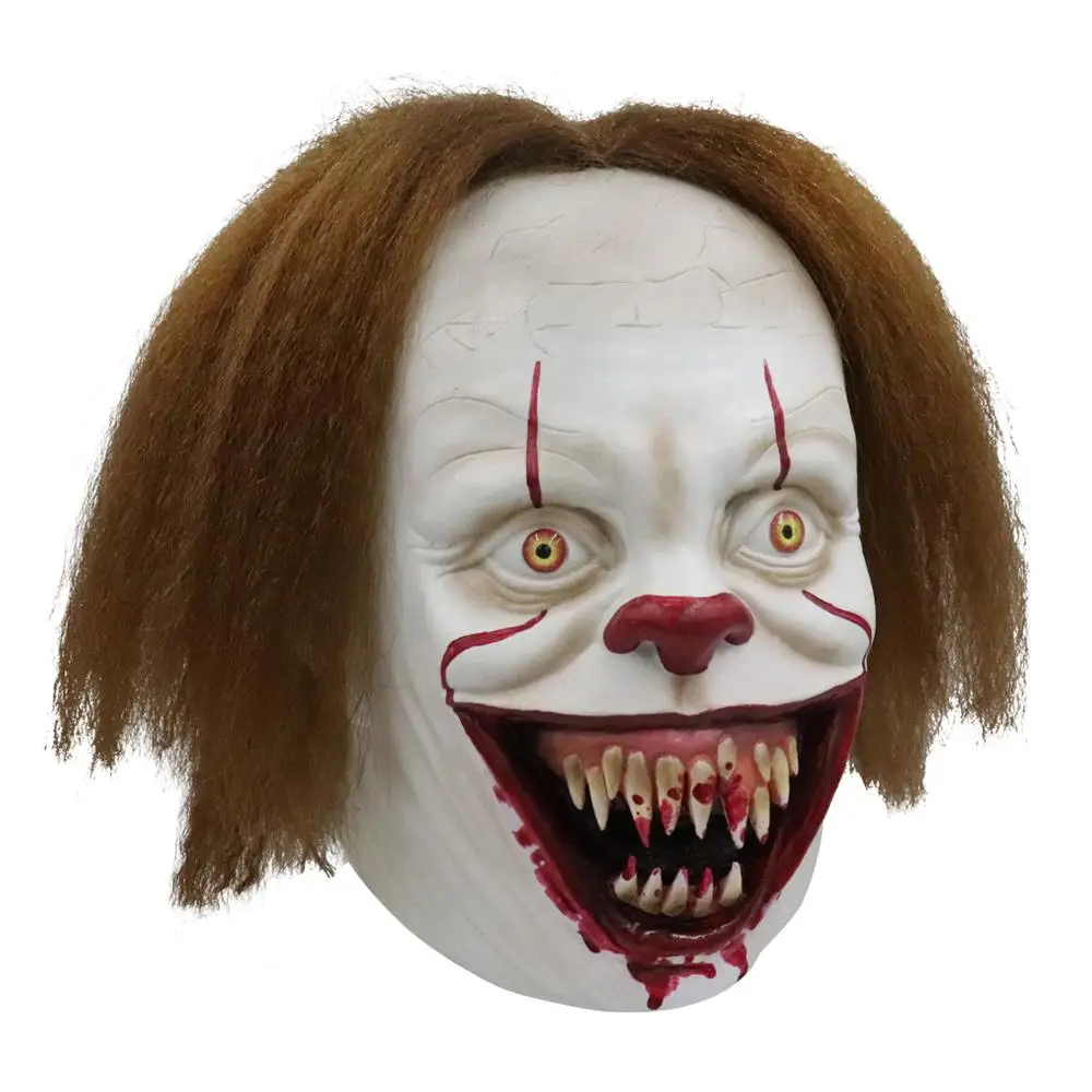 LED Pennywise Clown Mask Stephen King's It Chapter Two Masque Movie Cosplay Joker Helmet Halloween Party Costume Prop Masks - Цвет: Long Hair Clown Mak