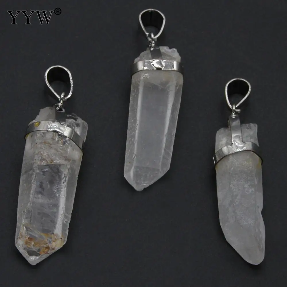1 шт. прозрачная подвеска Маятник из кварцевого камня колонна Посеребренная