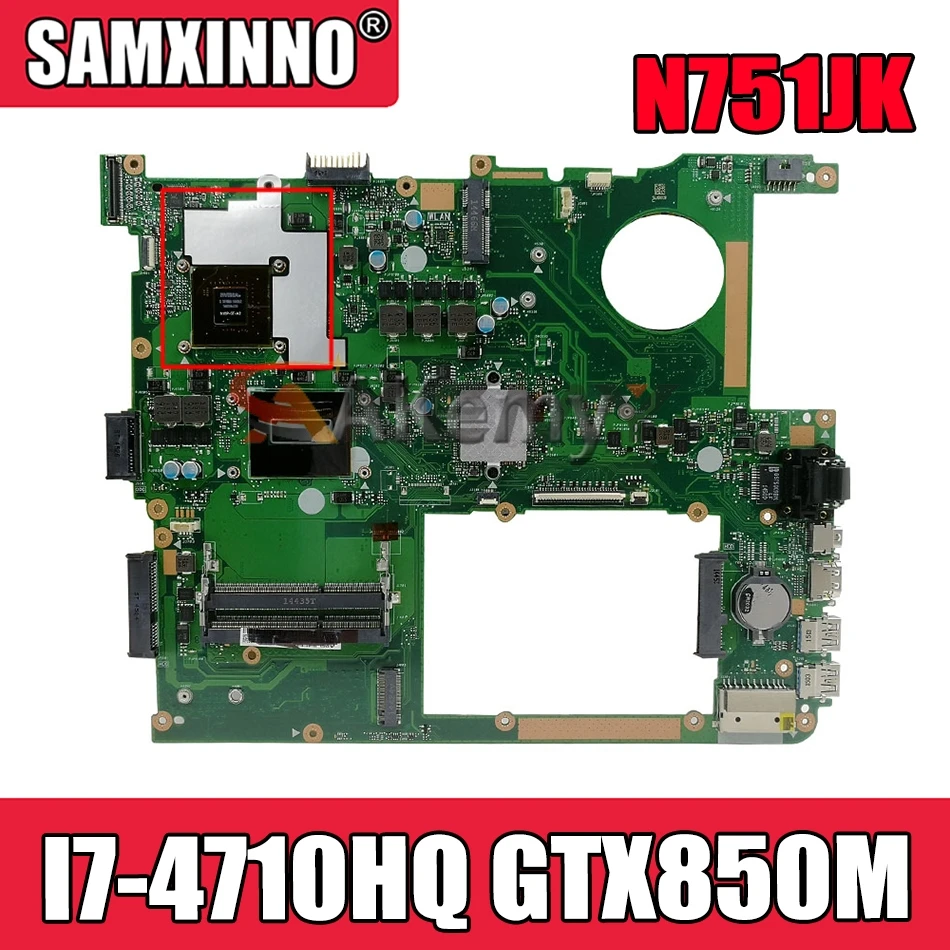 

Akemy N751JK материнская плата для ноутбука Asus N751JK N751J N751 протестированный Оригинал материнская плата I7-4710HQ GTX850M электронной обработки данных