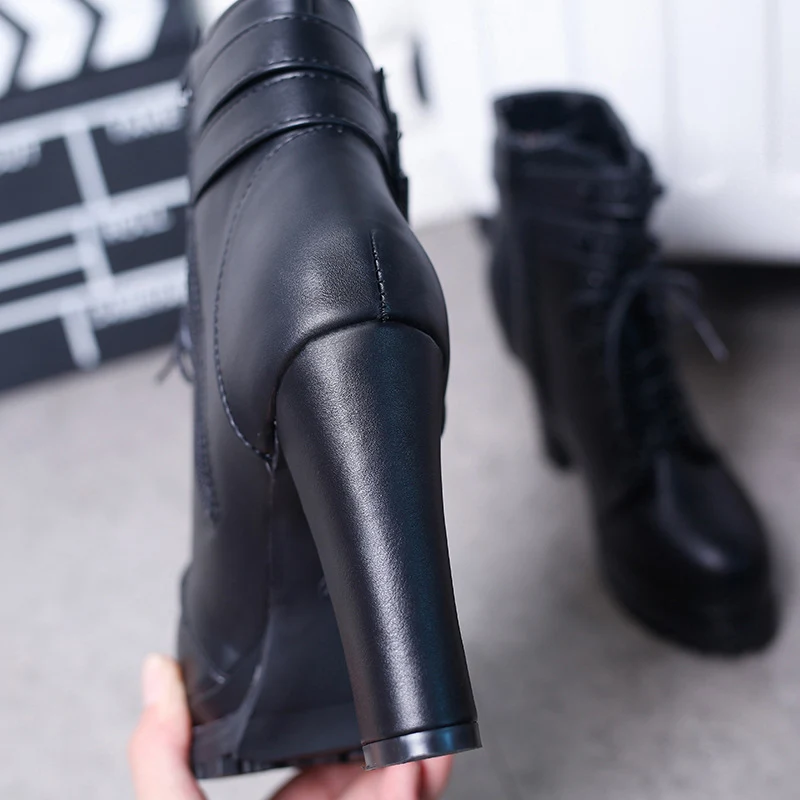 

Women Ankle Boots Ladies High Heels Fashion 2020 Female Autumn Winter Buckle Strap Woman Fashion Boots Footwear Ladies Pumps