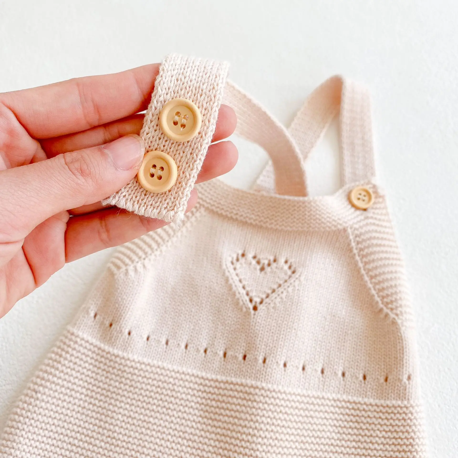 

Spring and Autumn Baby romper Love Hollow Overalls Knitted Jumpsuit baby girl clothes