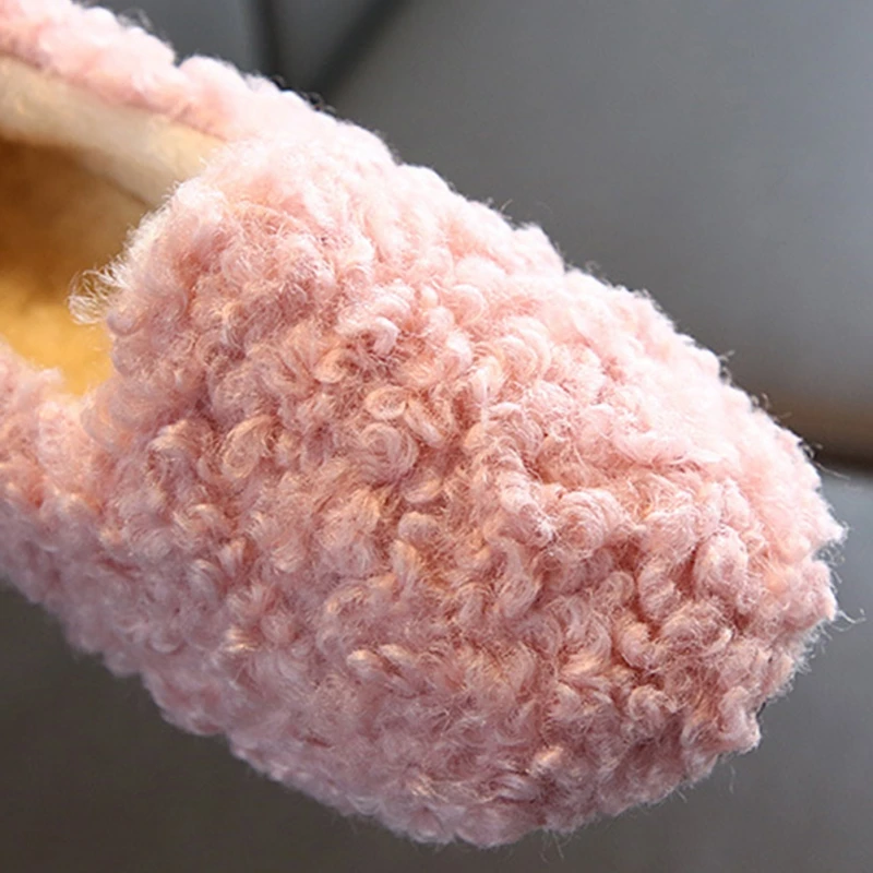 

Winter Girl Warm Thicken Bean Shoes Plus Velvet Kids Baby Home Warm Children Fur Cotton For 1-6Yrs Casual Shoes 2019