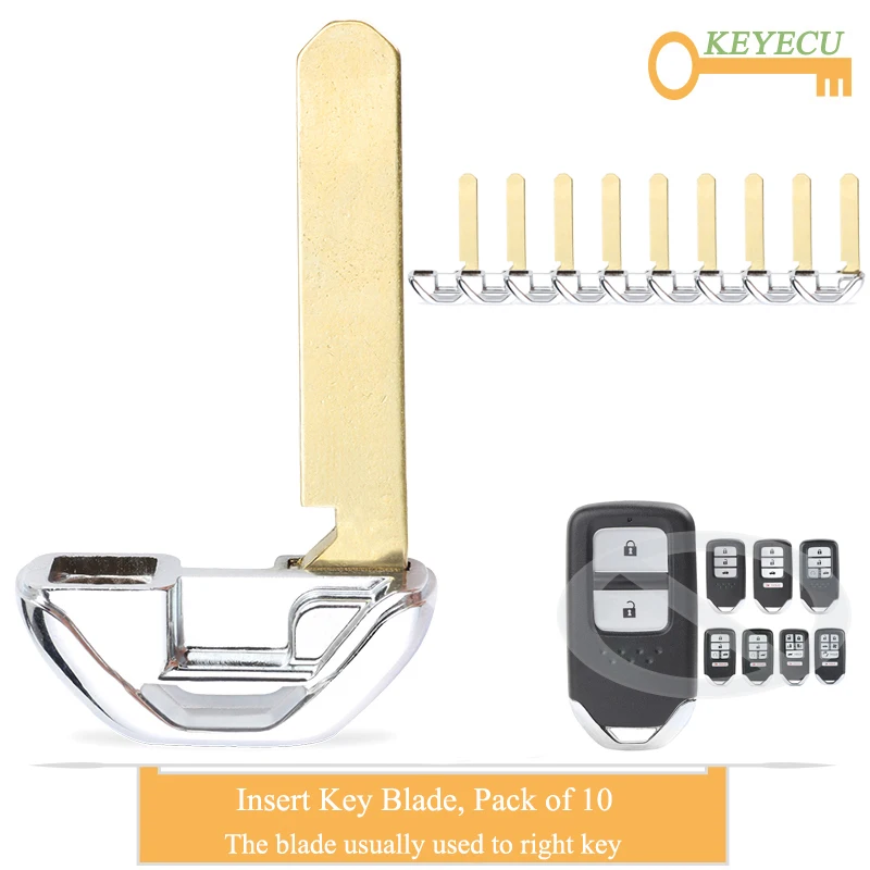 KEYECU 10 шт. умный дистанционный аварийный вставной ключ автомобиля лезвие для Honda