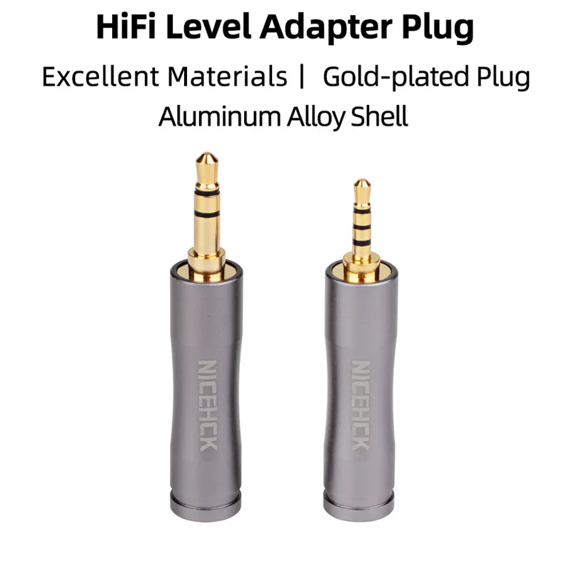 NiceHCK Gold-plated Pure Copper 4.4mm Female to 3.5mm 2.5mm HIFI Audio Converter Jack Aluminum Earphone Adapter Plug Accessories images - 6