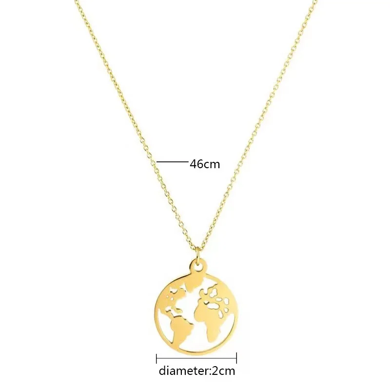 Ожерелье из нержавеющей стали с подвеской в виде круглой карты|Ожерелья