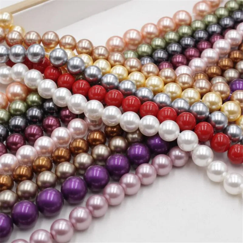 6/8/10/12mm Shell Mixed color Pearl Beads Suitable For Making Necklace Bracelets Various DIY High Quality Jewelry Delicate | Украшения и