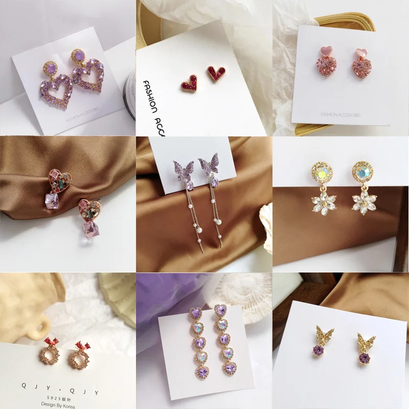 Нежные серьги высокого качества хрустальные супер FairyPurpls Бабочка сердце