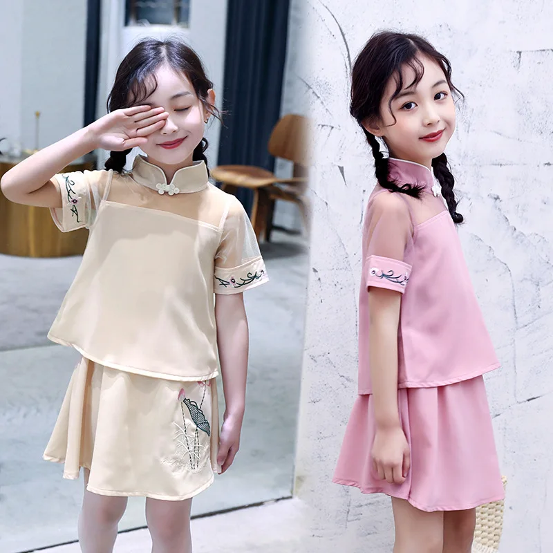 Модный комплект одежды для девочек новинка летний корейский из двух предметов с