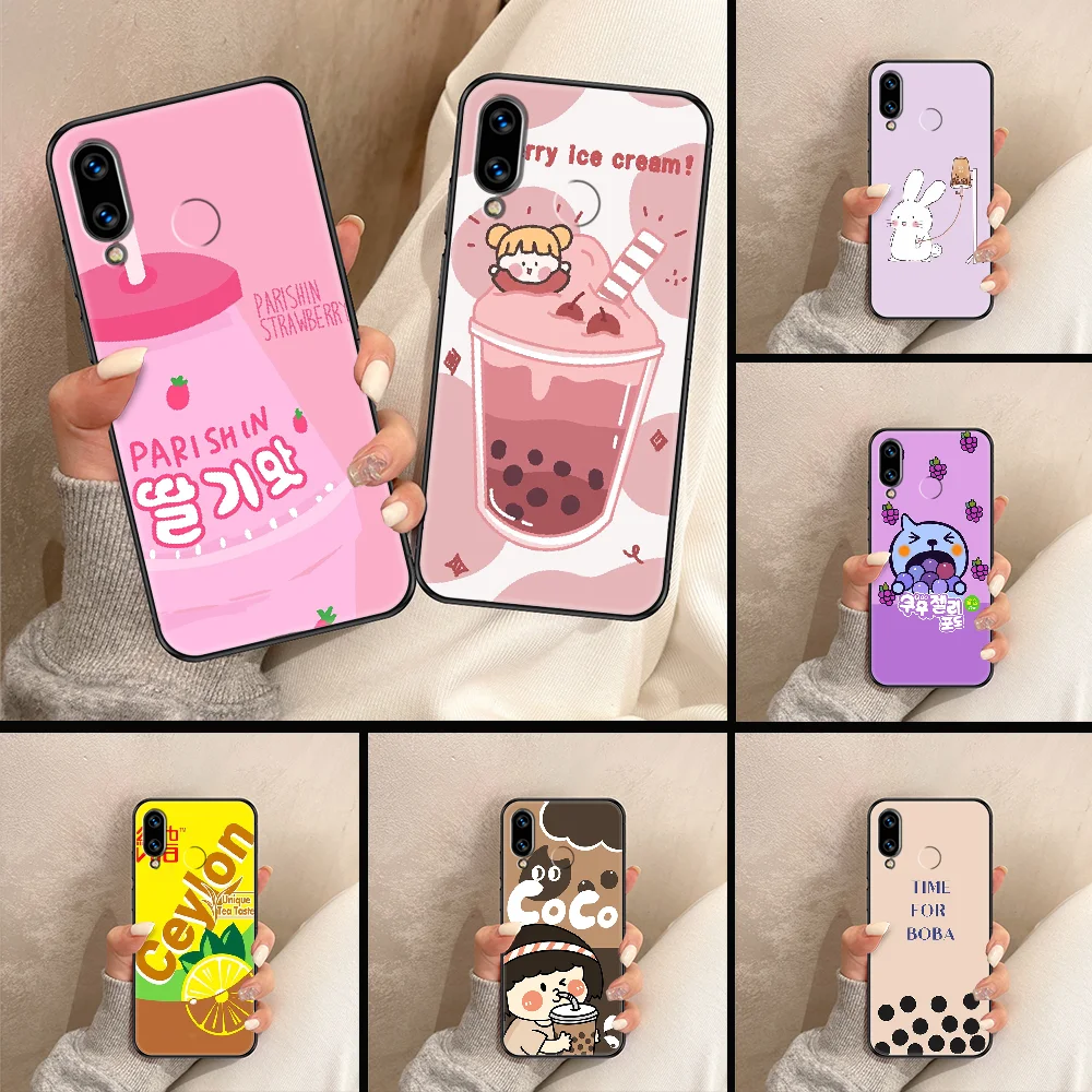 Забавные бутылка питьевой воды milktea чехол для телефона Huawei Honor 6 7 8 9 10 10i 20 A C X Lite рro