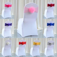 hot 1pc organza chair sashes wedding chair decorations elastic chairs bow ties flower knot for wedding banquet party event decor