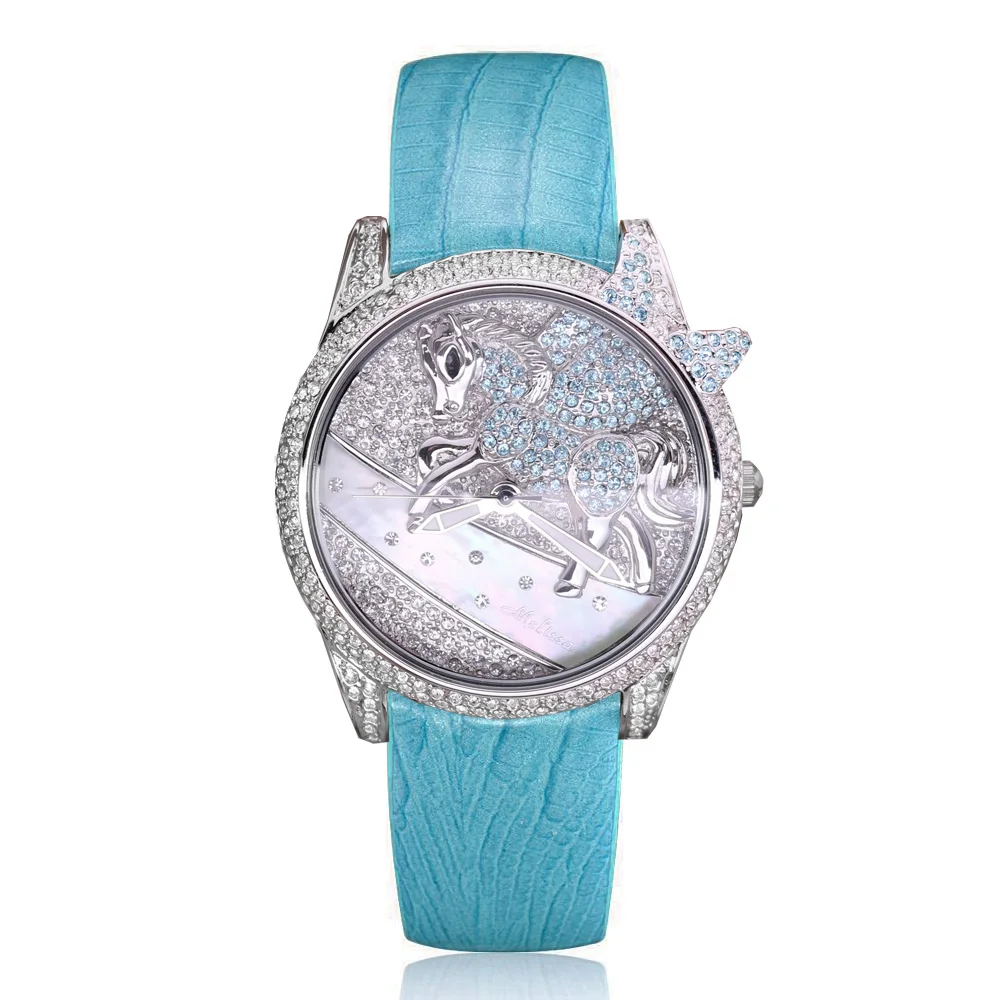 

Melissa Lady Women's Watch Hours Japan Quartz Fashion Dress Bracelet Unicorn Luxury Rhinestones Crystal Girl's Birthday Gift