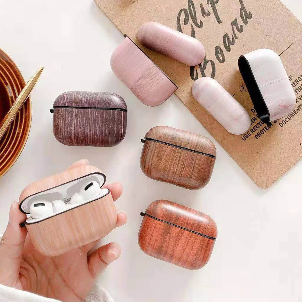 Чехол для наушников AirPods 2 Pro роскошный мягкий чехол из тпу с деревянным рисунком