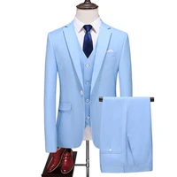 jacketvestpants brand clothing mens high quality business blazersmale slim cotton casual groom dress three piece suit
