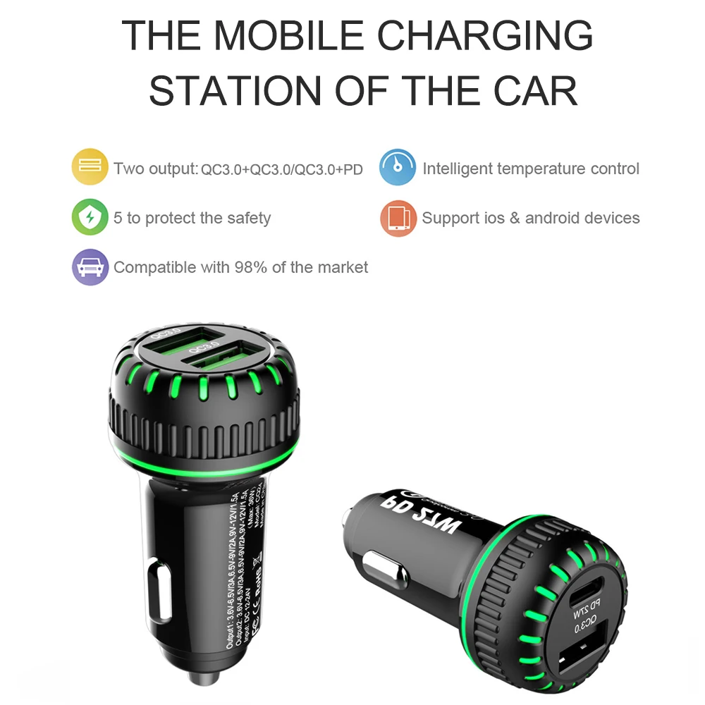 Быстрая зарядка 3 0 USB Автомобильное зарядное устройство для смартфона Высокое