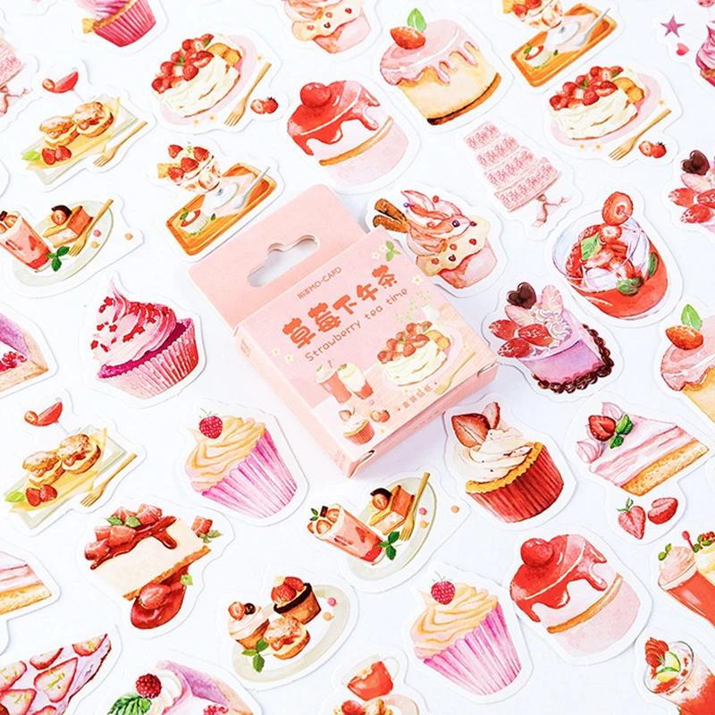 

46pcs/box Cute Strawberry Dessert DIY Diary Craft Stickers Scrapbooking Decor Kawaii 44*44mm