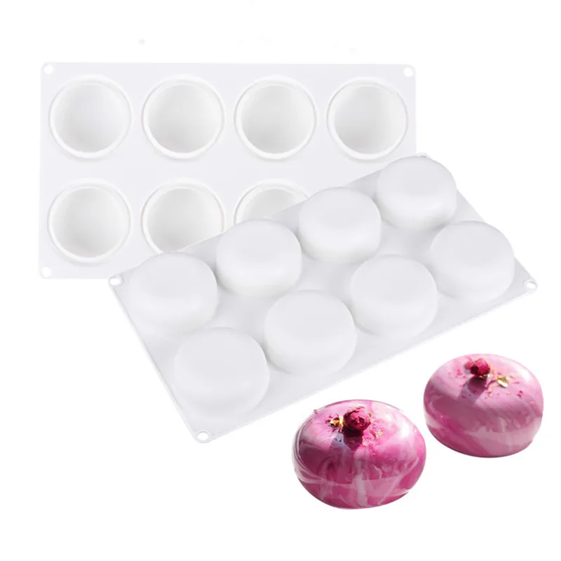 

8 Holes Non-stick Round Silicone Mold Cake Decorating Tools Chocolate Mousse Mould Dessert Muffin Bakeware Baking Accessories