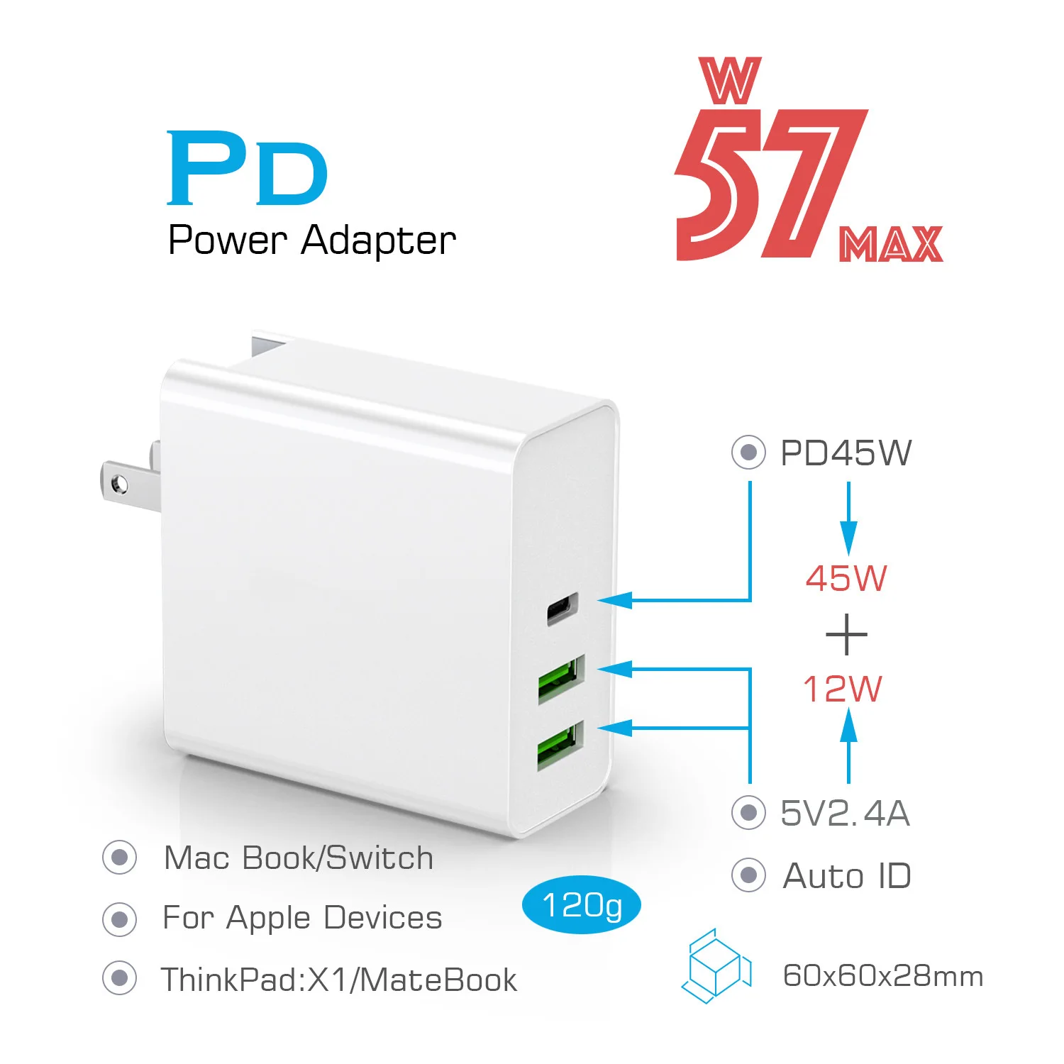57 Вт США/ЕС/Великобритания двойной USB быстрое зарядное устройство QC3.0 дорожное