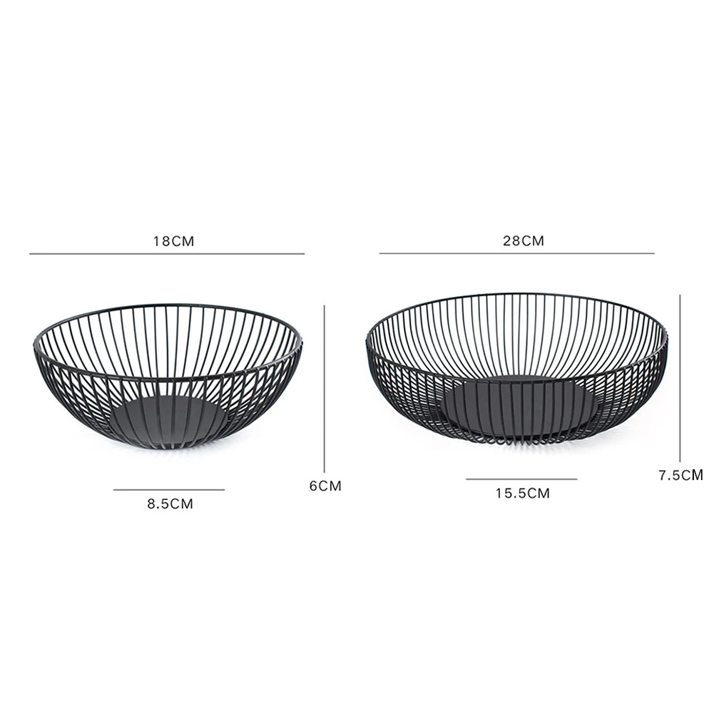 

Nordic Style Household Fruit Basket Fruit Holder Iron Art Black Bowl Table Snack Food Storage Basket
