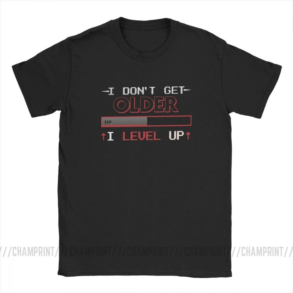 Футболка мужская с принтом I't Get Older I Level Up топ коротким рукавом круглым вырезом