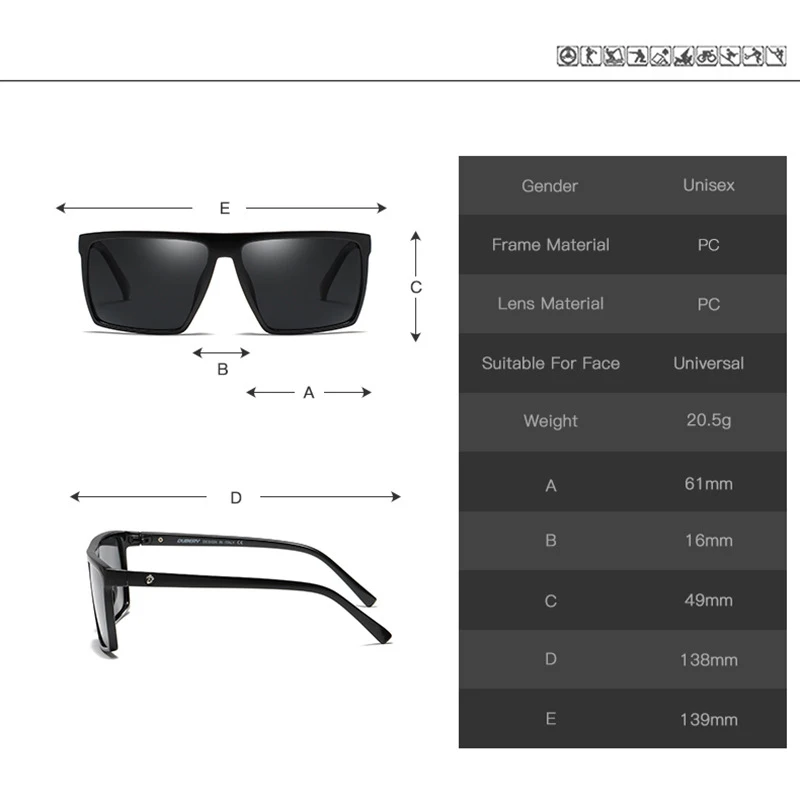 Мужские поляризационные солнцезащитные очки DUBERY, серебристые зеркальные поляризационные очки в стиле ретро, квадратная Большая рама, UV400, новинка 2021