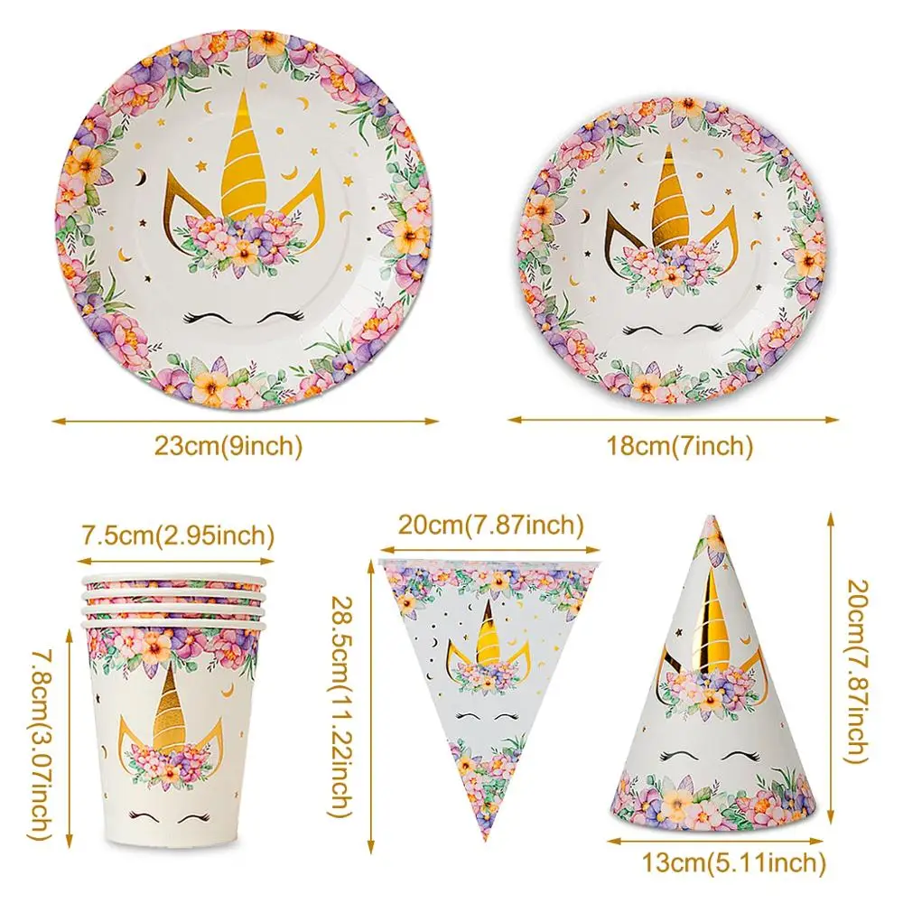 FENGRISE Единорог одноразовая посуда тарелка чашка шапка вечерние День рождения