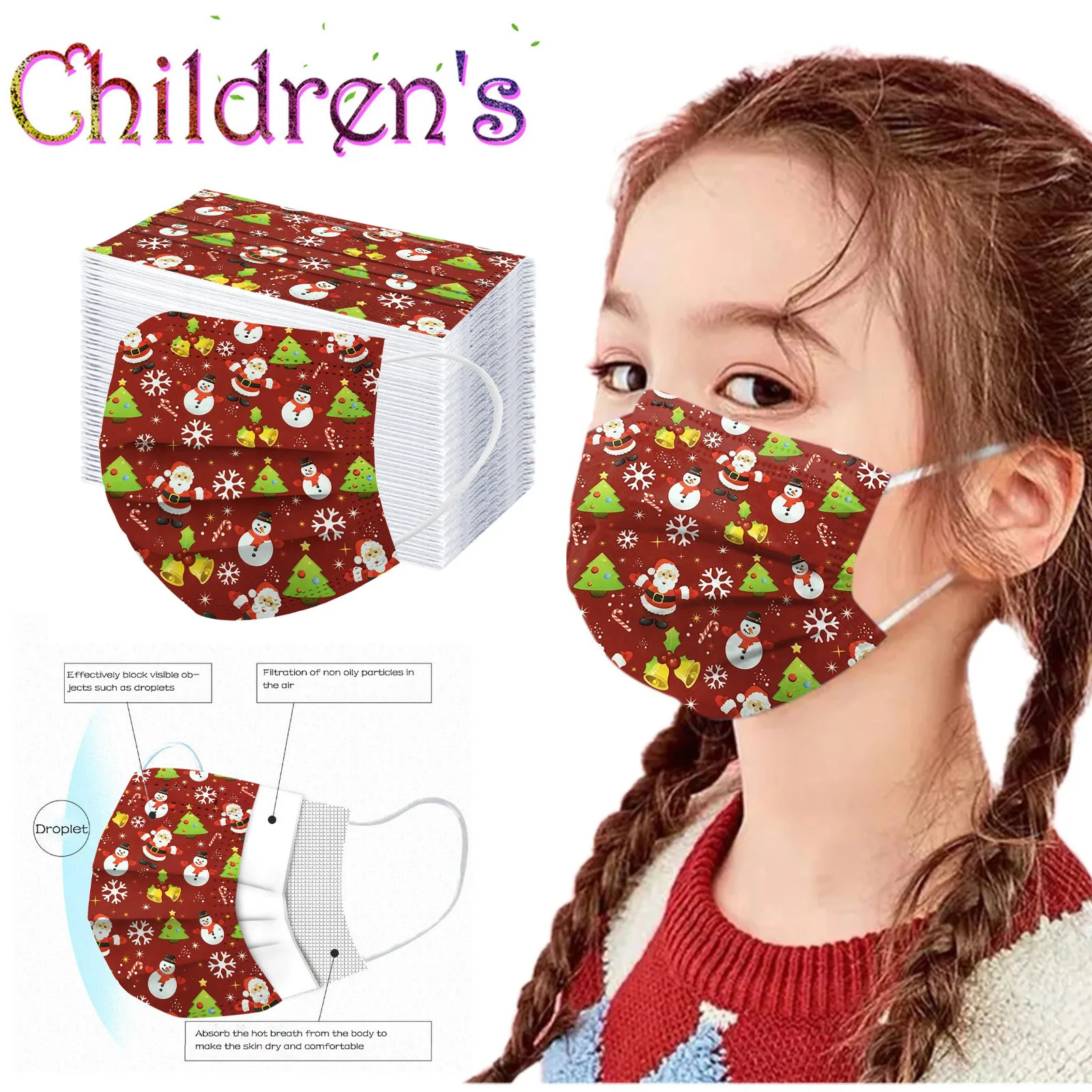 

Disposable Child Mask christmas Cute Pattern Designs Face Mask Children Mask Cartoon Masque Enfant Mascaras Halloween Cosplay