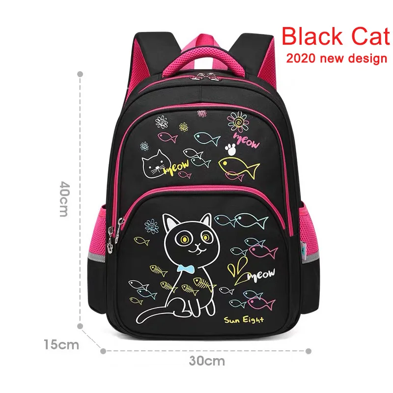 SUN EIGHT Lovely Cat New Arrival Girl School Backpacks School Bags for Little Girls School Bag Kids Bags 3-4 Grade