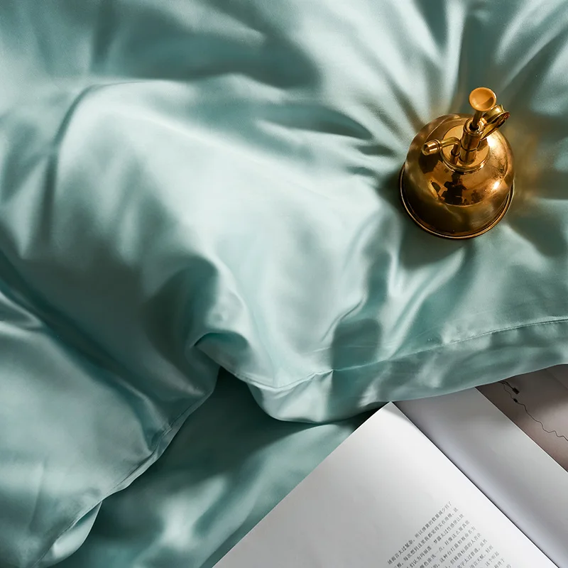 Зеленый постельный комплект из 100% шелка натуральный здоровый материал домашний