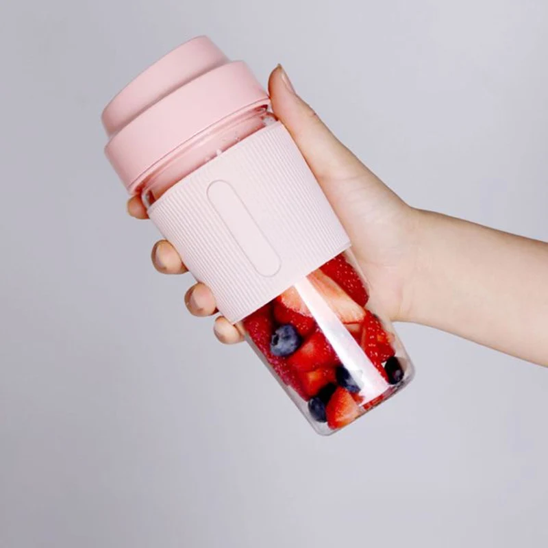 

300Ml Portable Blender Blender for Gym and Outdoors(Pink,2 Blades)