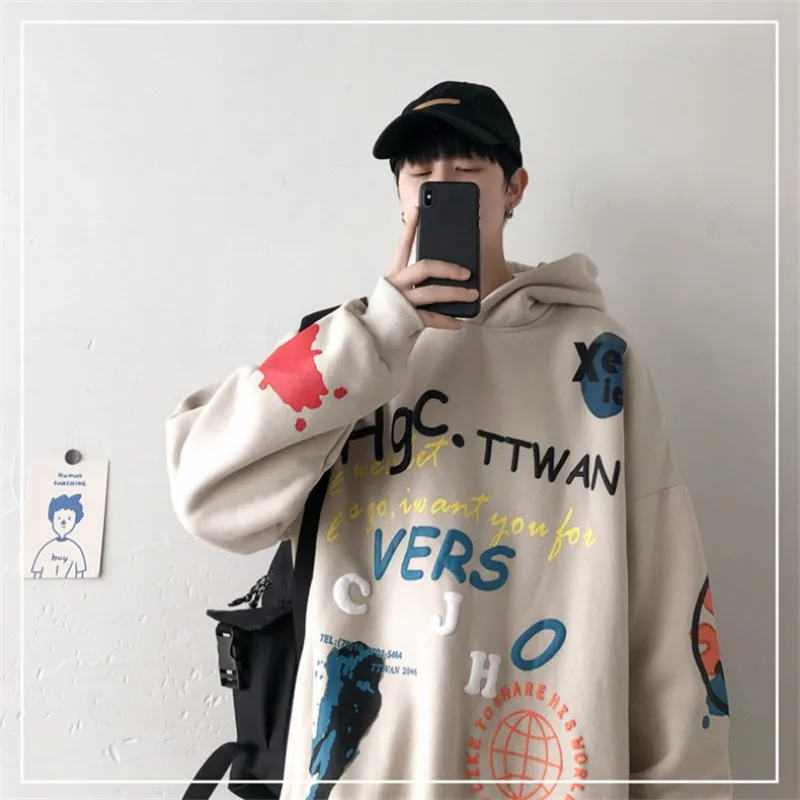 

Autumn and Winter Hip Hop Streetwear Men's sweatshirt Casual Loose Oversize Hoodies Men Fashion Personality Printed Hoodie