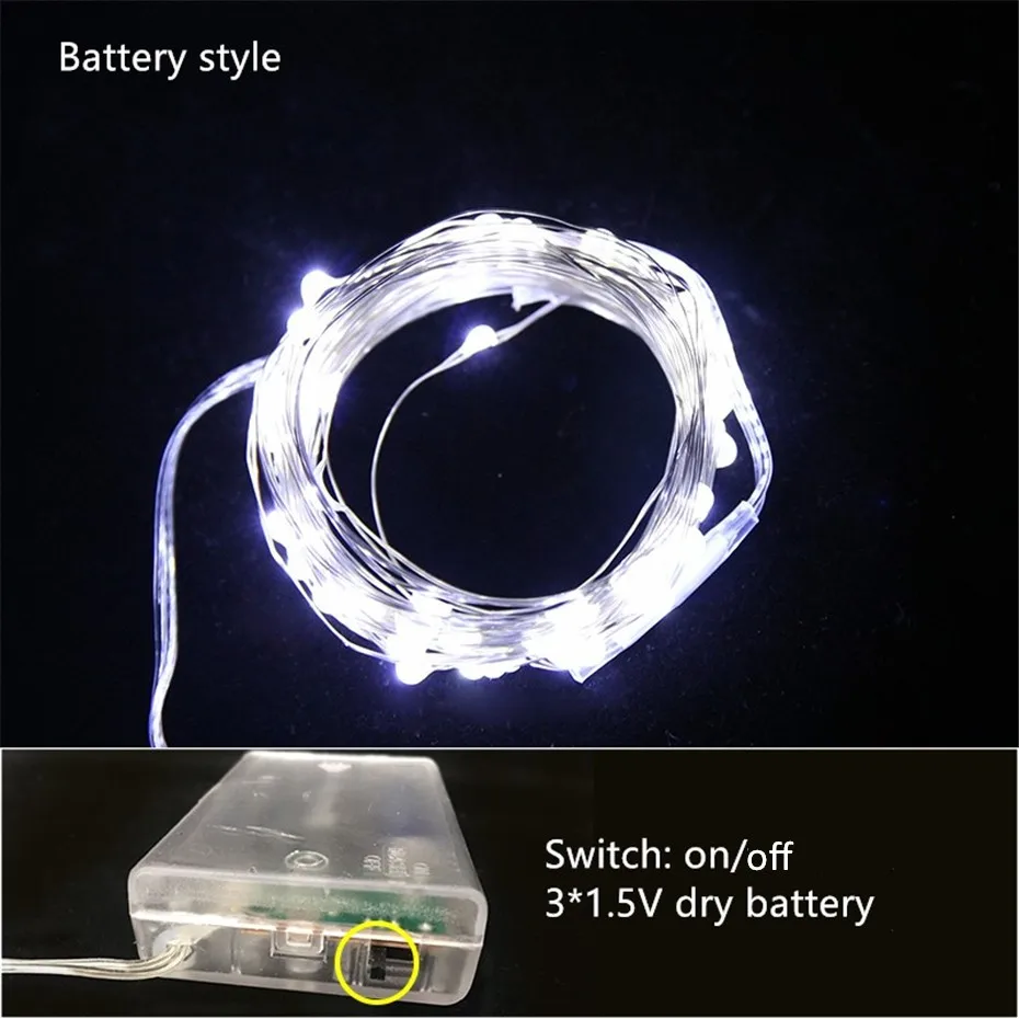 Медная проволочная светодиодная гирлянда 5/10 м праздничное освещение Сказочная