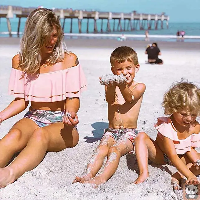 

Parent-Child Swimsuit Ruffled Bikini Parent-Child Suit