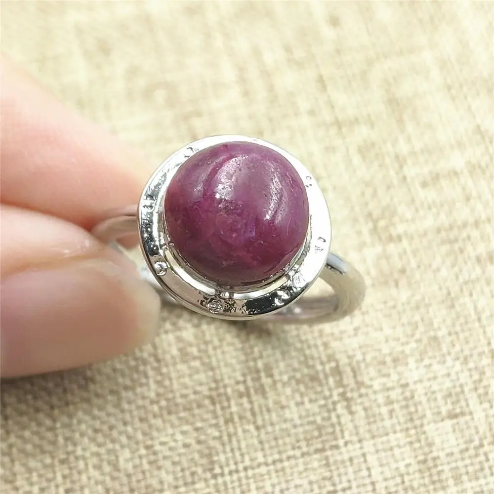 Натуральный красный рубин Круглый драгоценный камень регулируемое кольцо 9x9 мм