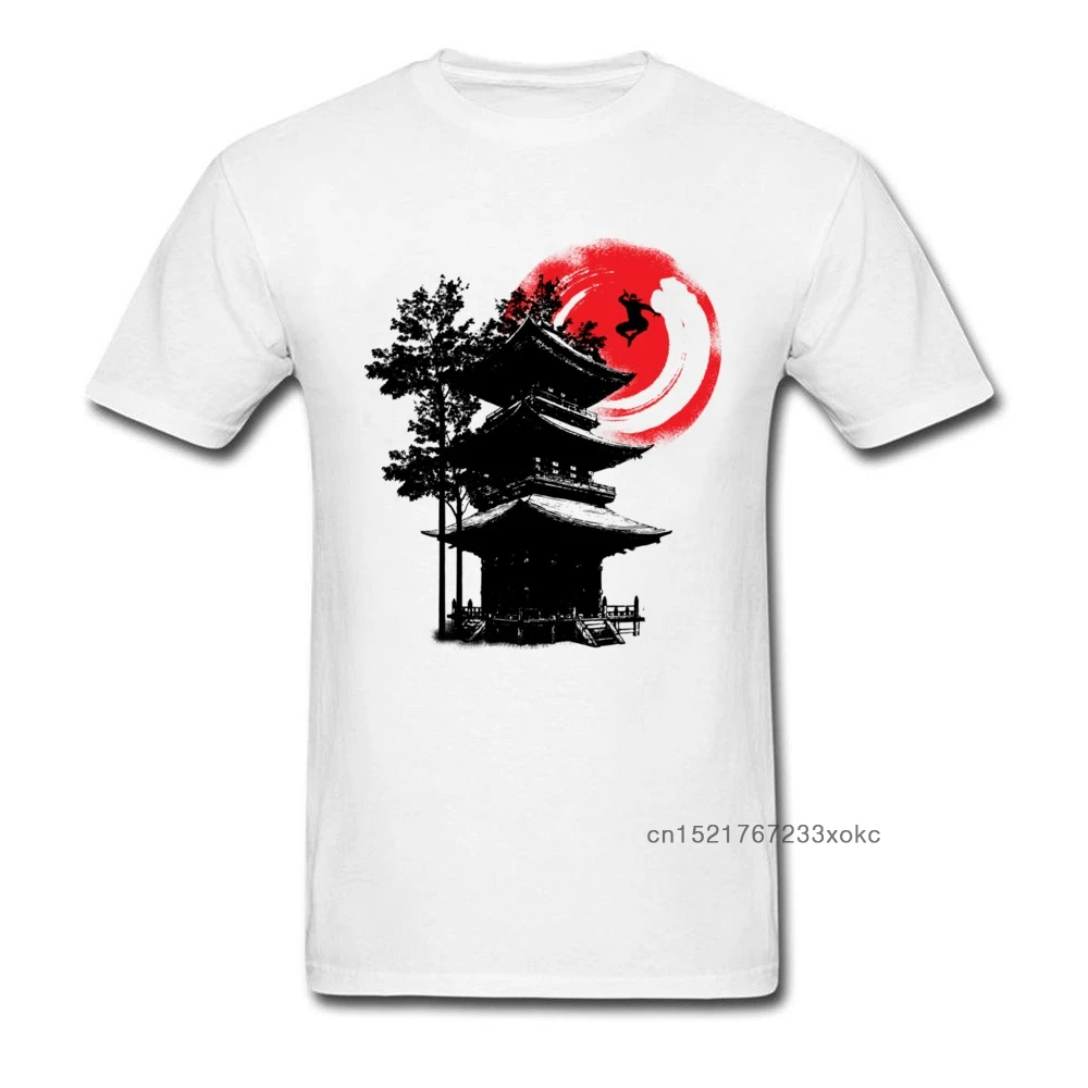 Мужские футболки из чистого хлопка с коротким рукавом в стиле ниндзя и японского