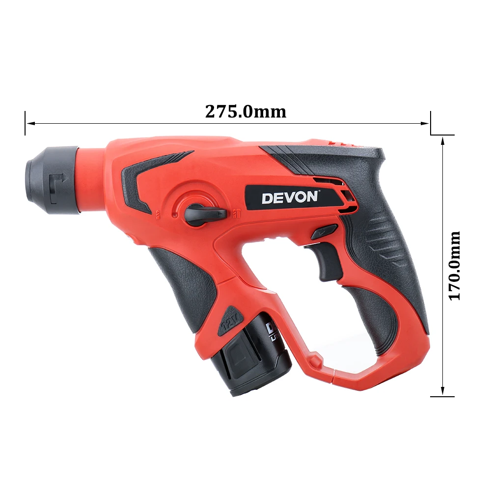 DEVON 12V Аккумуляторный поворотный молоток литий-ионный электрический молоток Ударная дрель шуруповерт профессиональные электроинструменты перезаряжаемый