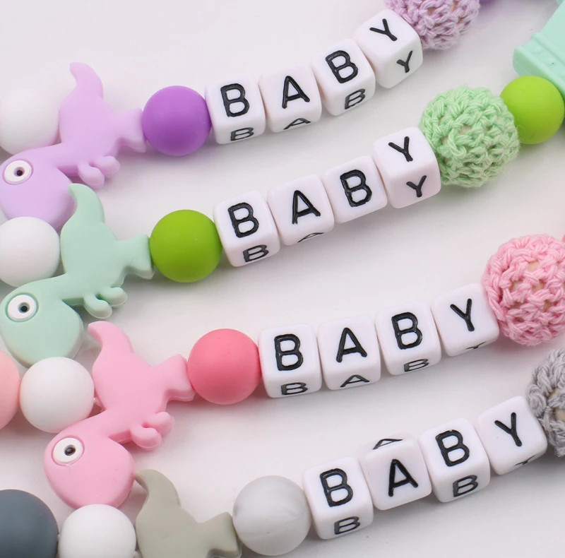 Cadena de chupete con Clip para chupete, mordedor anticadena de dinosaurio peque&ntilde;o de silicona, cadena de chupete, productos para beb&eacute;s, Kawai con personalidad-4