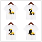 Детские футболки для мальчиков детские топы с коротким рукавом с экскаватором детская модная футболка От 1 до 5 лет для мальчиков